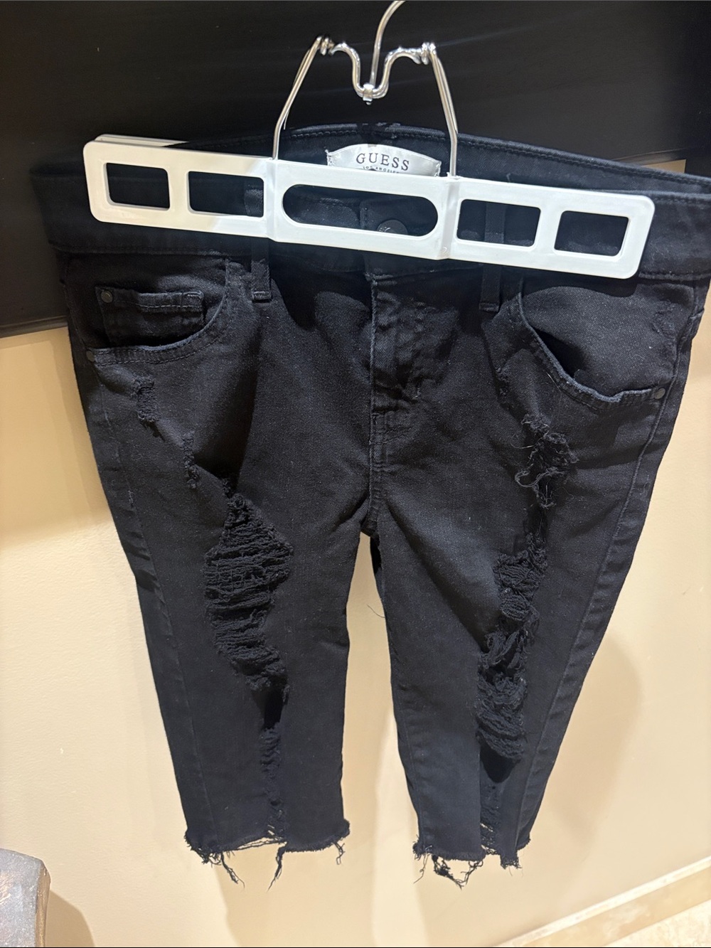 GUESS Black Ripped Skinny Jeans